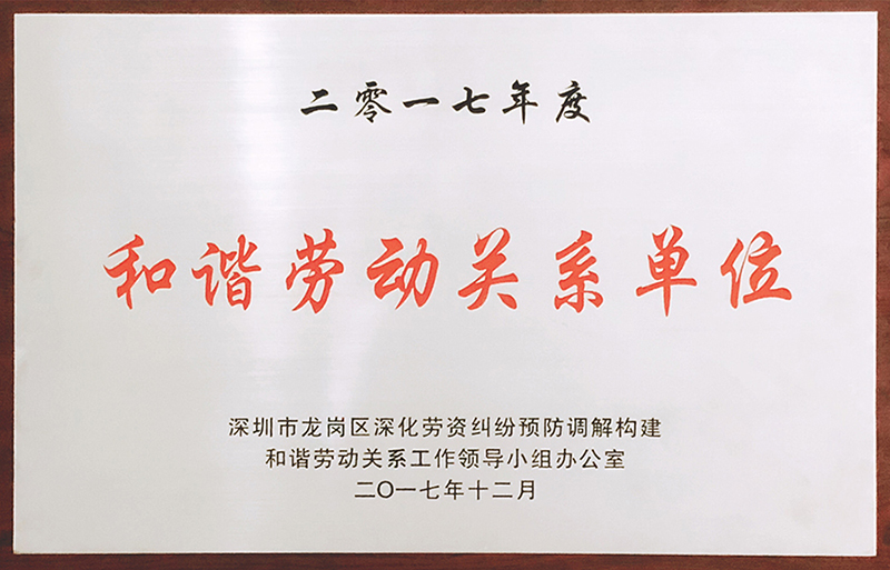 6686体育首页公司荣获“和谐劳动关系单位”荣誉称号
